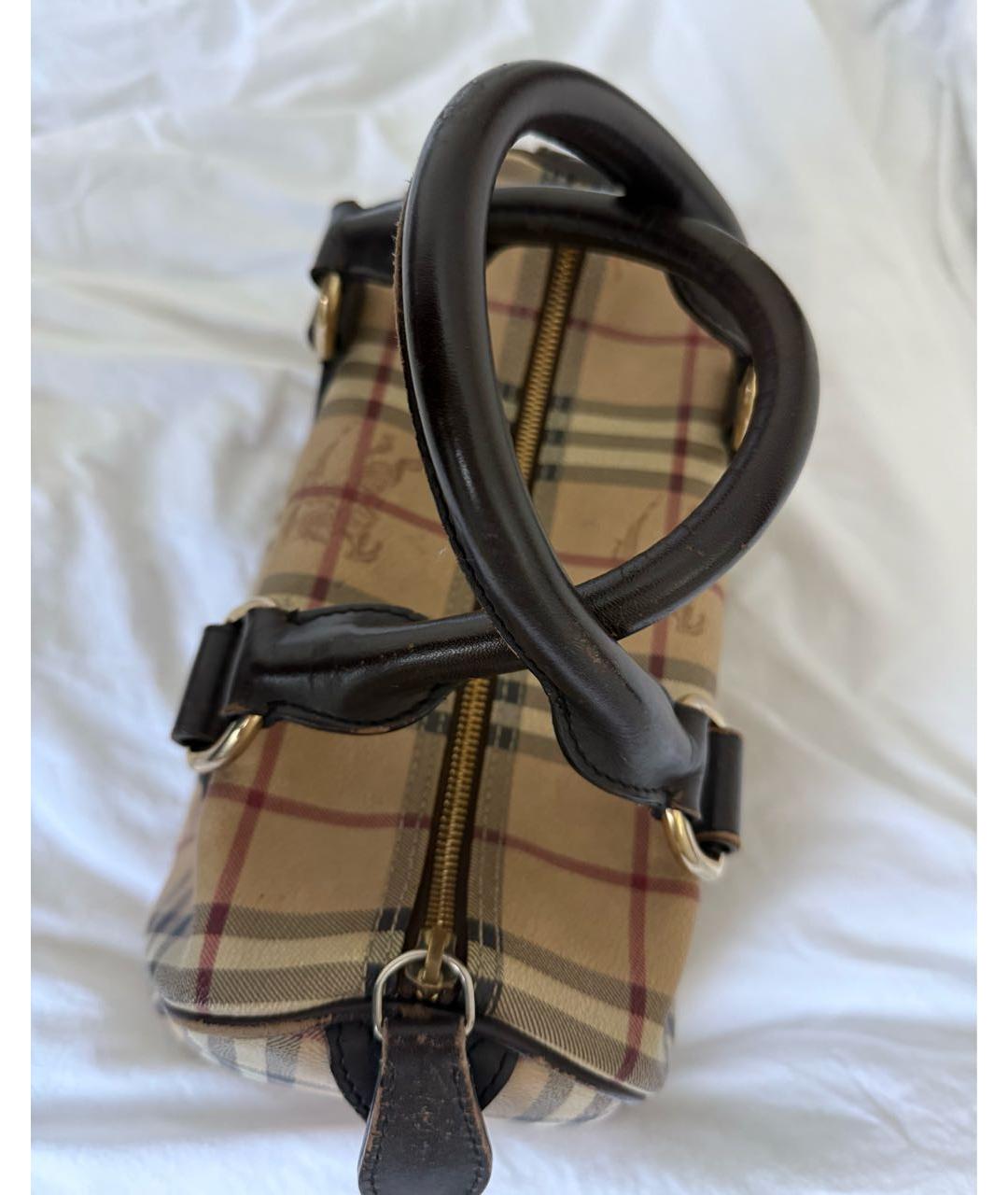 BURBERRY Бежевая кожаная сумка с короткими ручками, фото 4