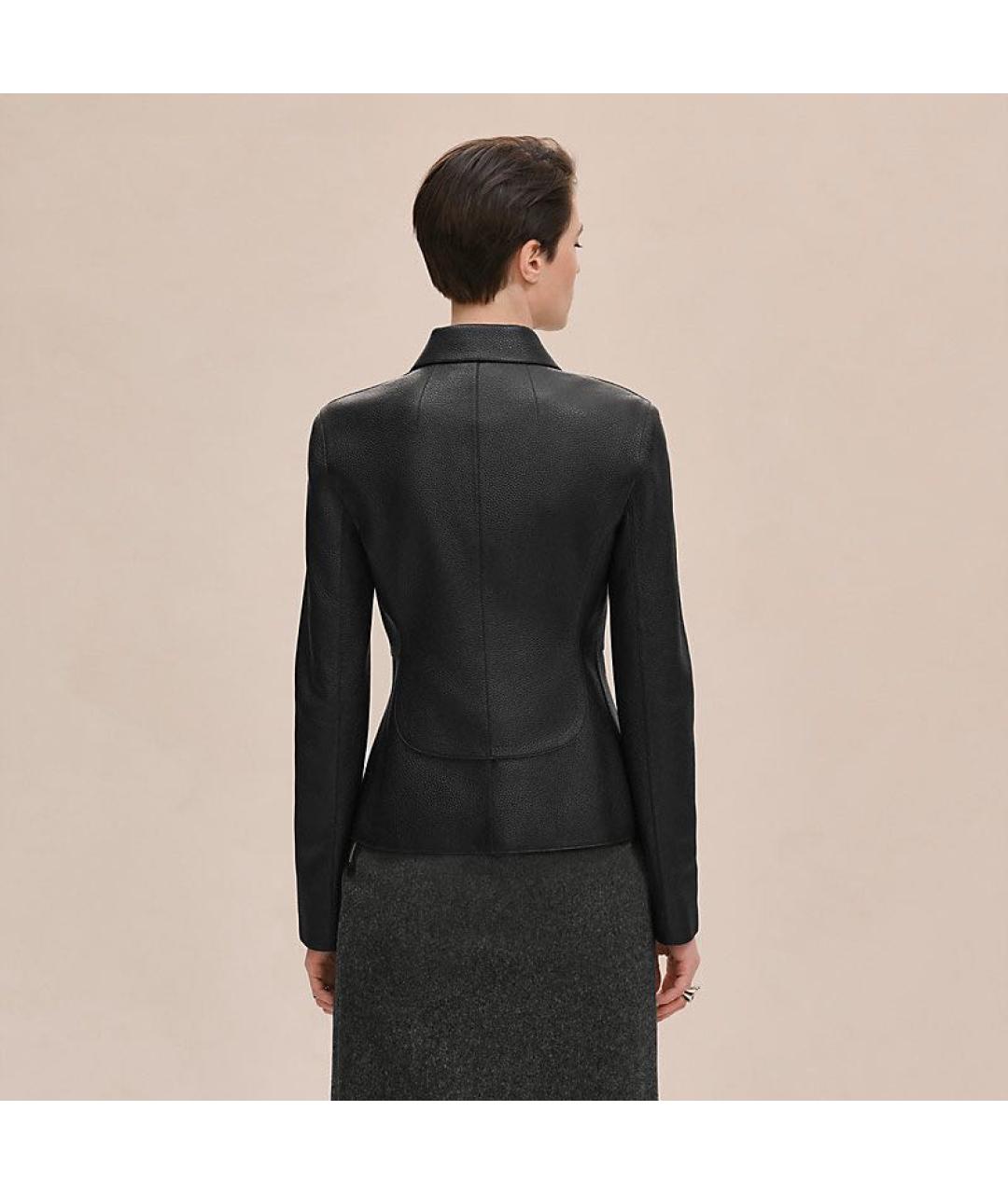 HERMES Черная кожаная куртка, фото 4