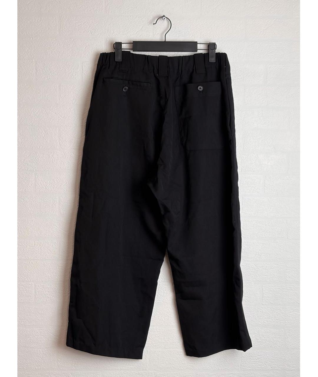 YOHJI YAMAMOTO Черные шерстяные повседневные брюки, фото 4