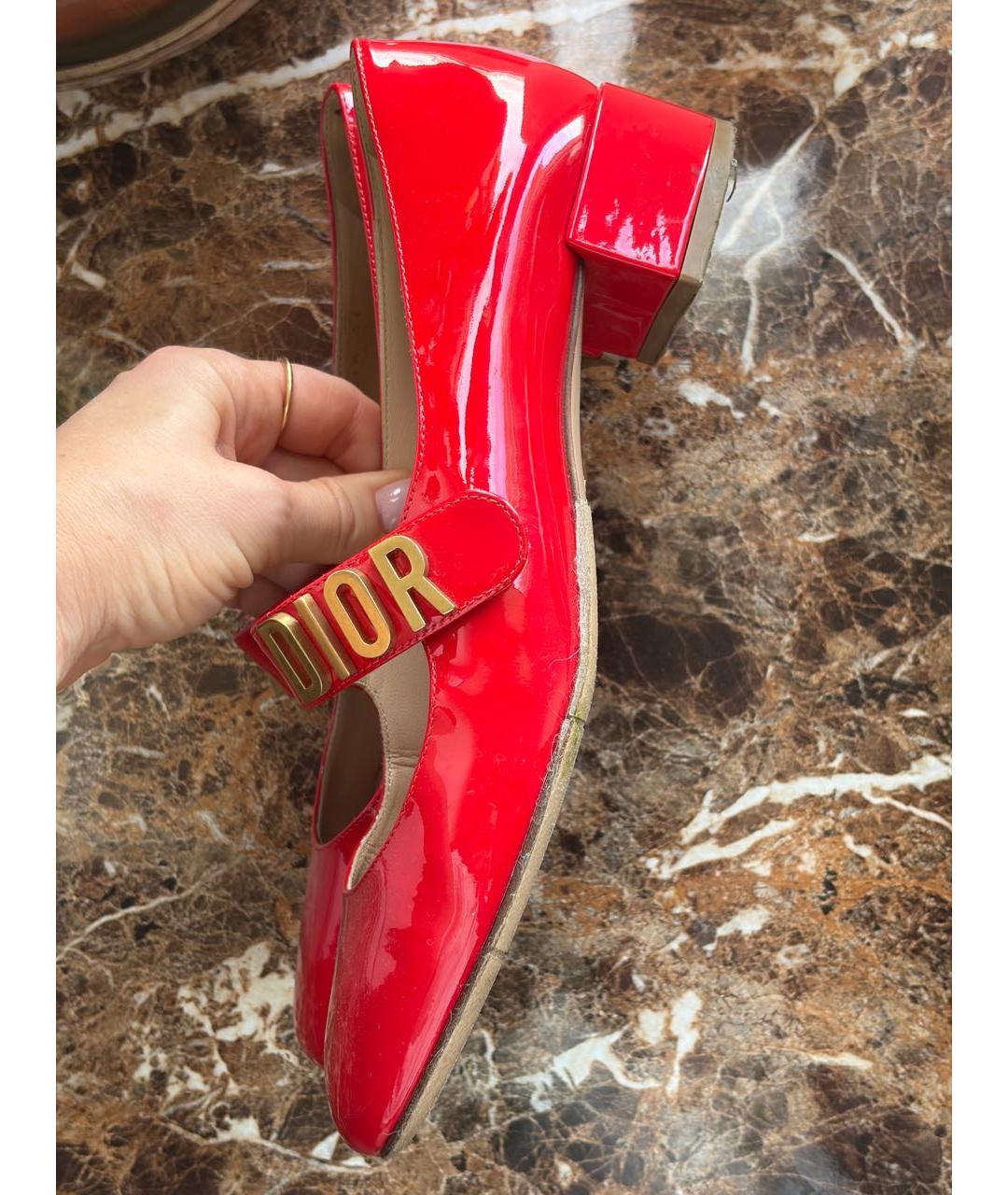 CHRISTIAN DIOR Красные туфли из лакированной кожи, фото 5