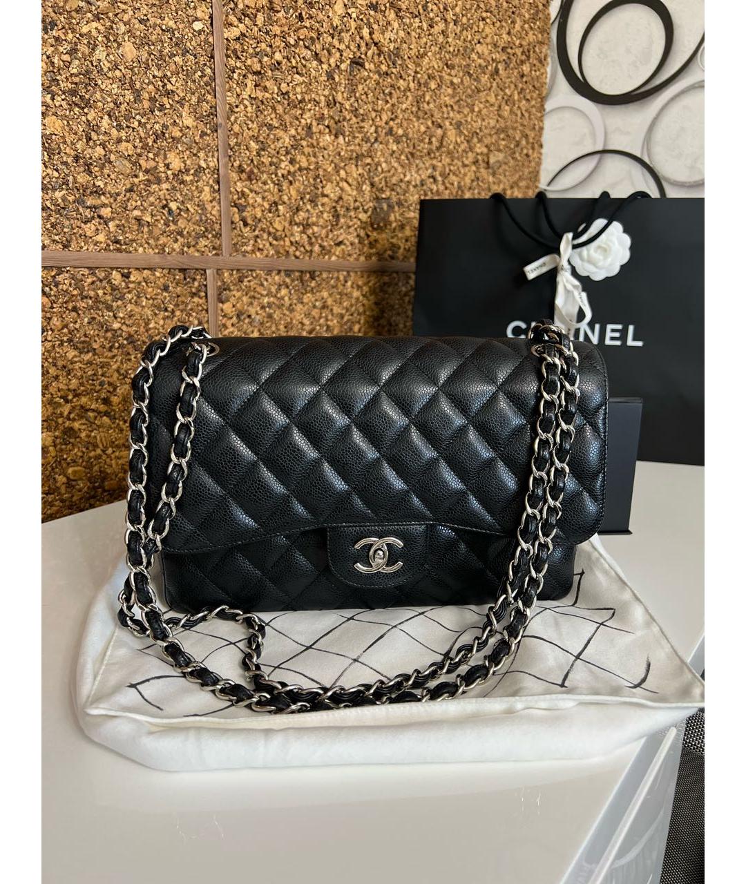 CHANEL PRE-OWNED Черная кожаная сумка через плечо, фото 8