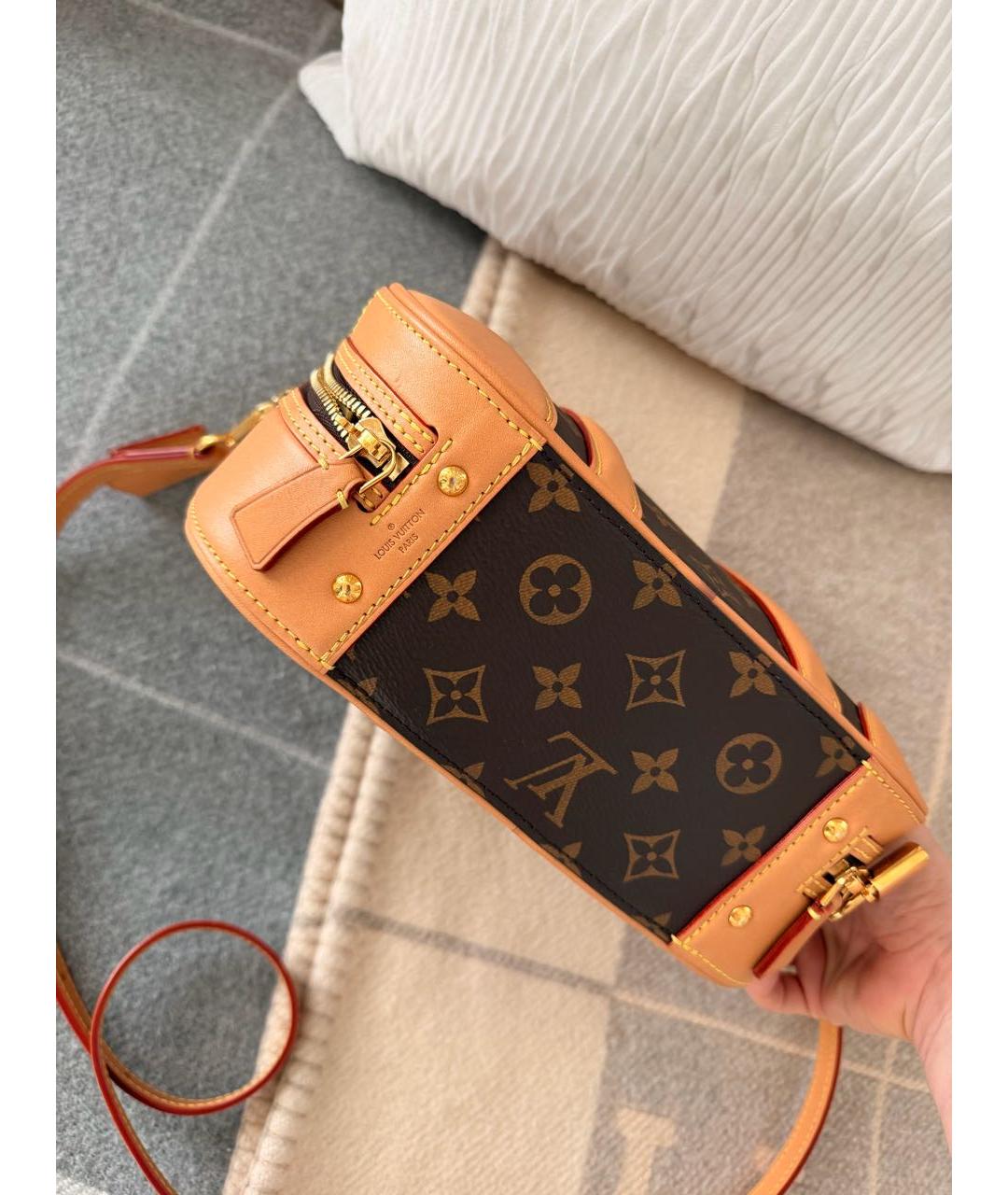 LOUIS VUITTON Коричневая сумка с короткими ручками из канвы, фото 5