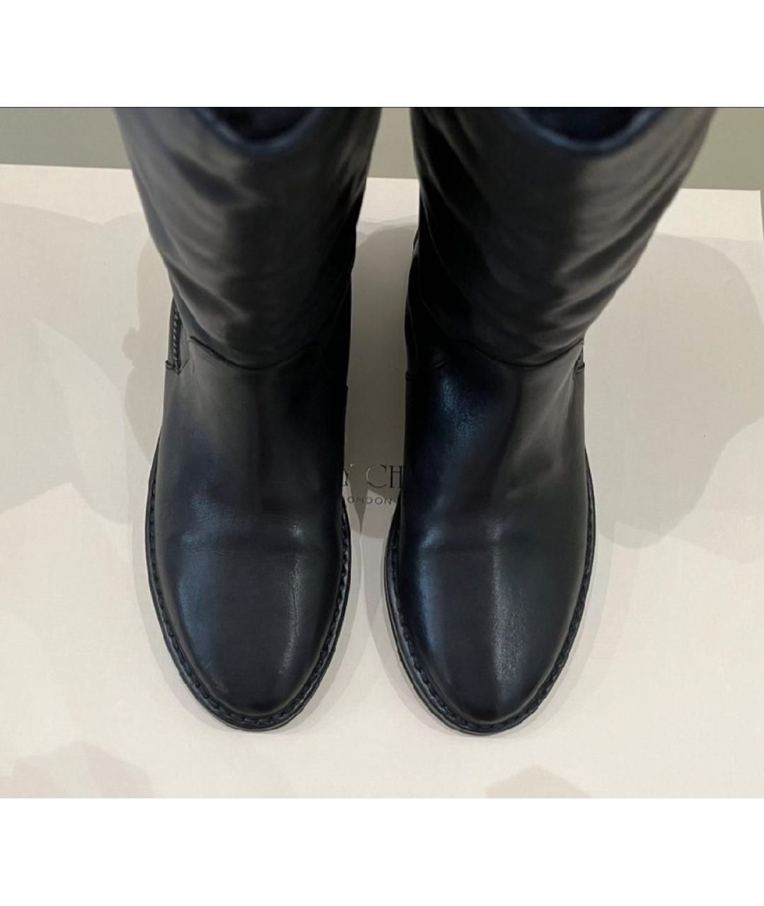 JIMMY CHOO Черные кожаные сапоги, фото 2