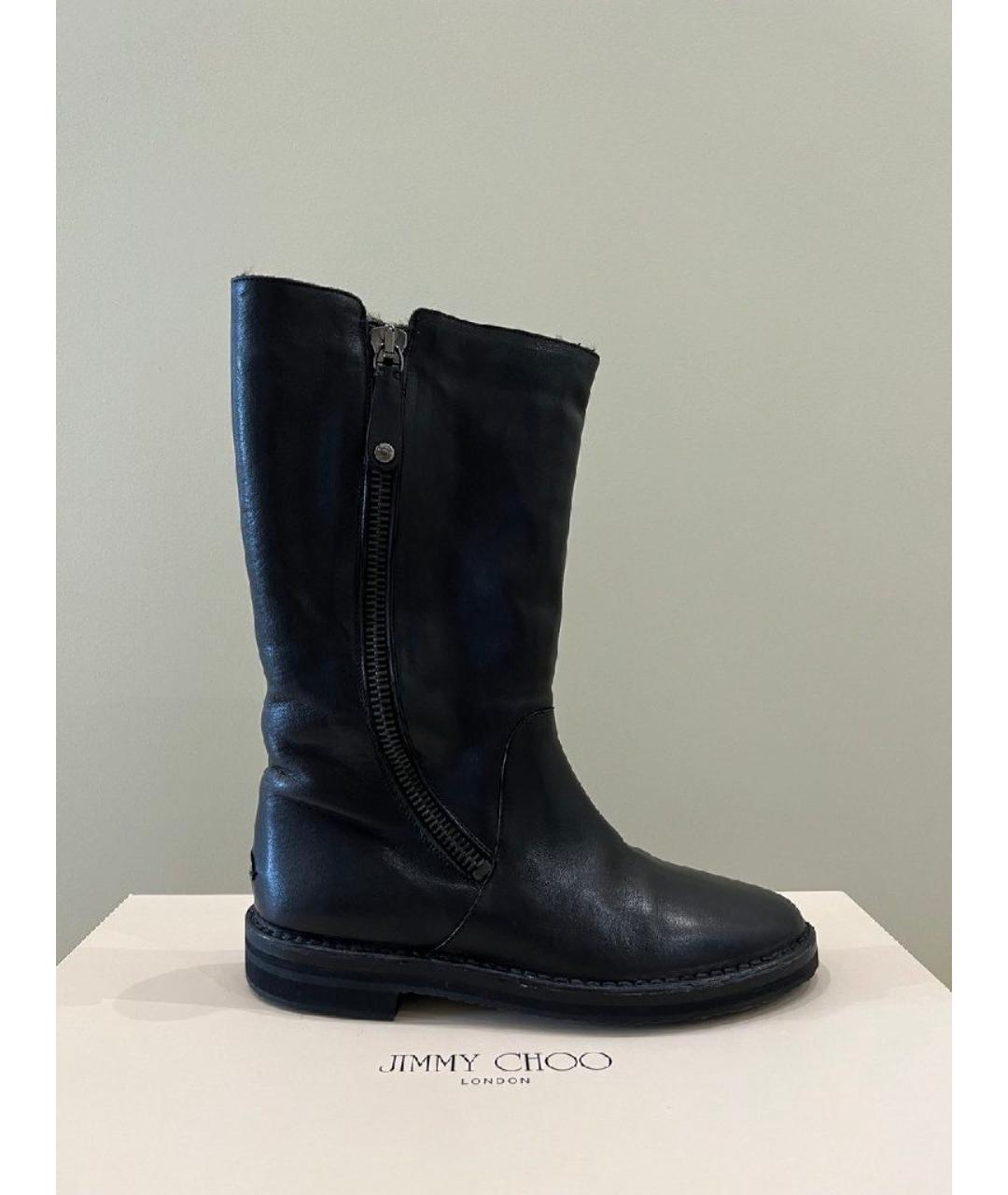 JIMMY CHOO Черные кожаные сапоги, фото 7