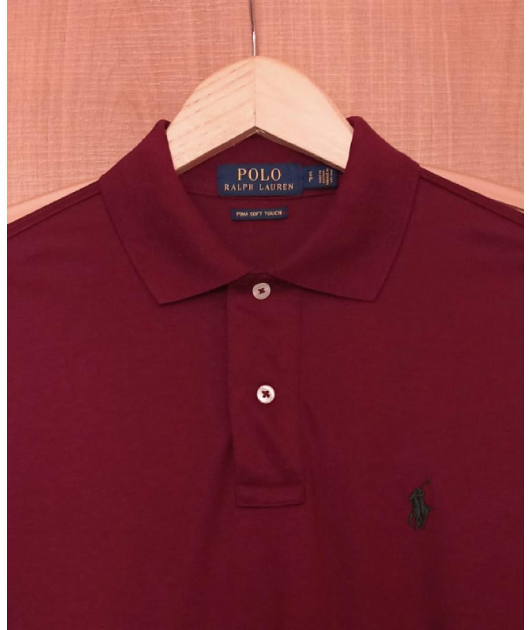 POLO RALPH LAUREN Бордовое хлопковое поло с коротким рукавом, фото 2