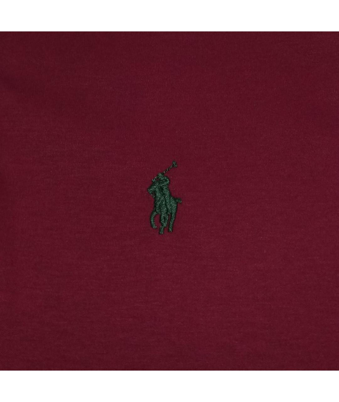 POLO RALPH LAUREN Бордовое хлопковое поло с коротким рукавом, фото 5