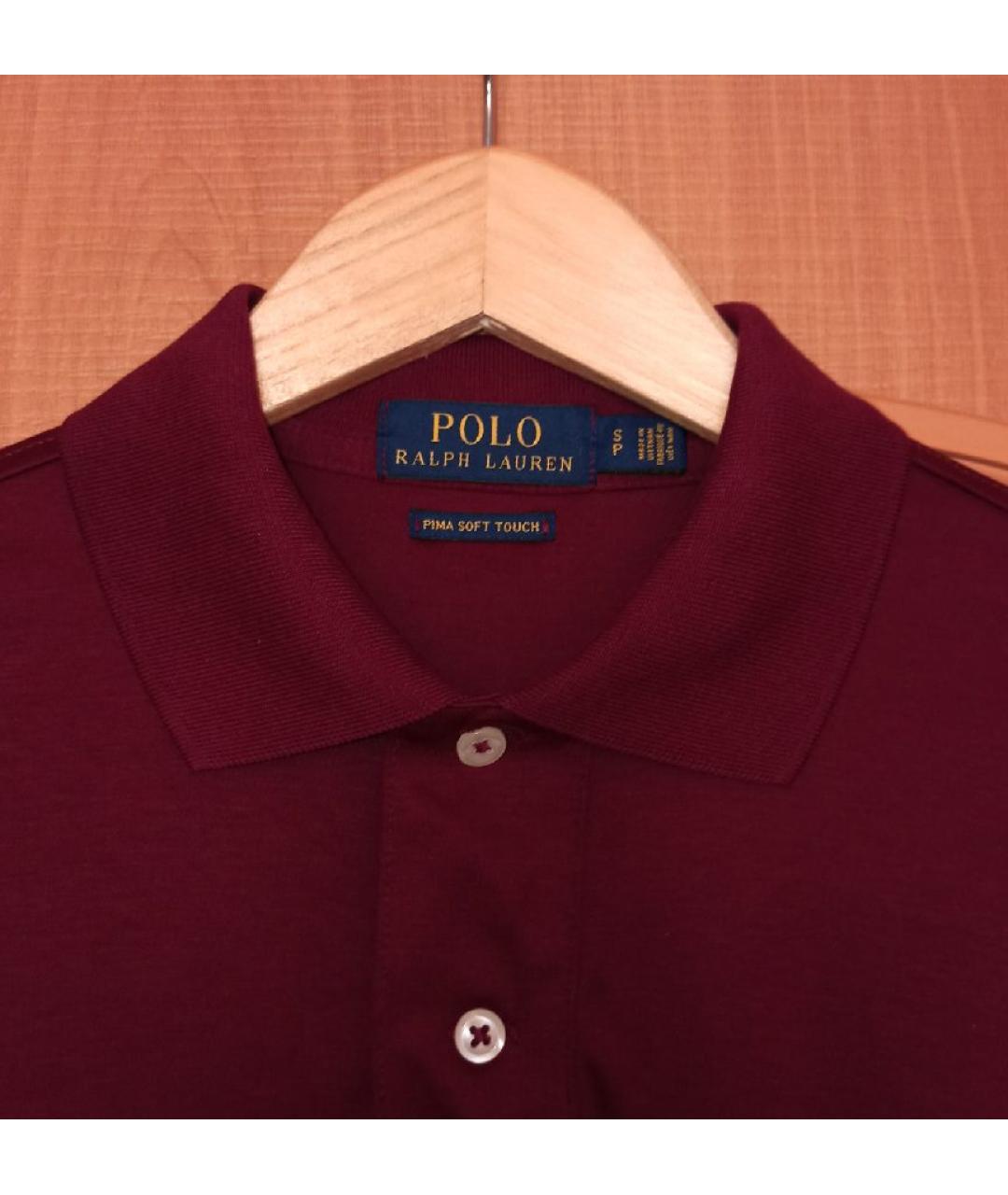 POLO RALPH LAUREN Бордовое хлопковое поло с коротким рукавом, фото 3