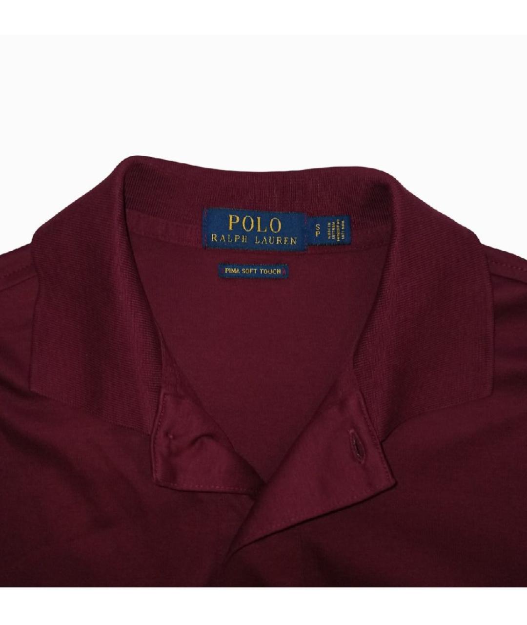 POLO RALPH LAUREN Бордовое хлопковое поло с коротким рукавом, фото 4
