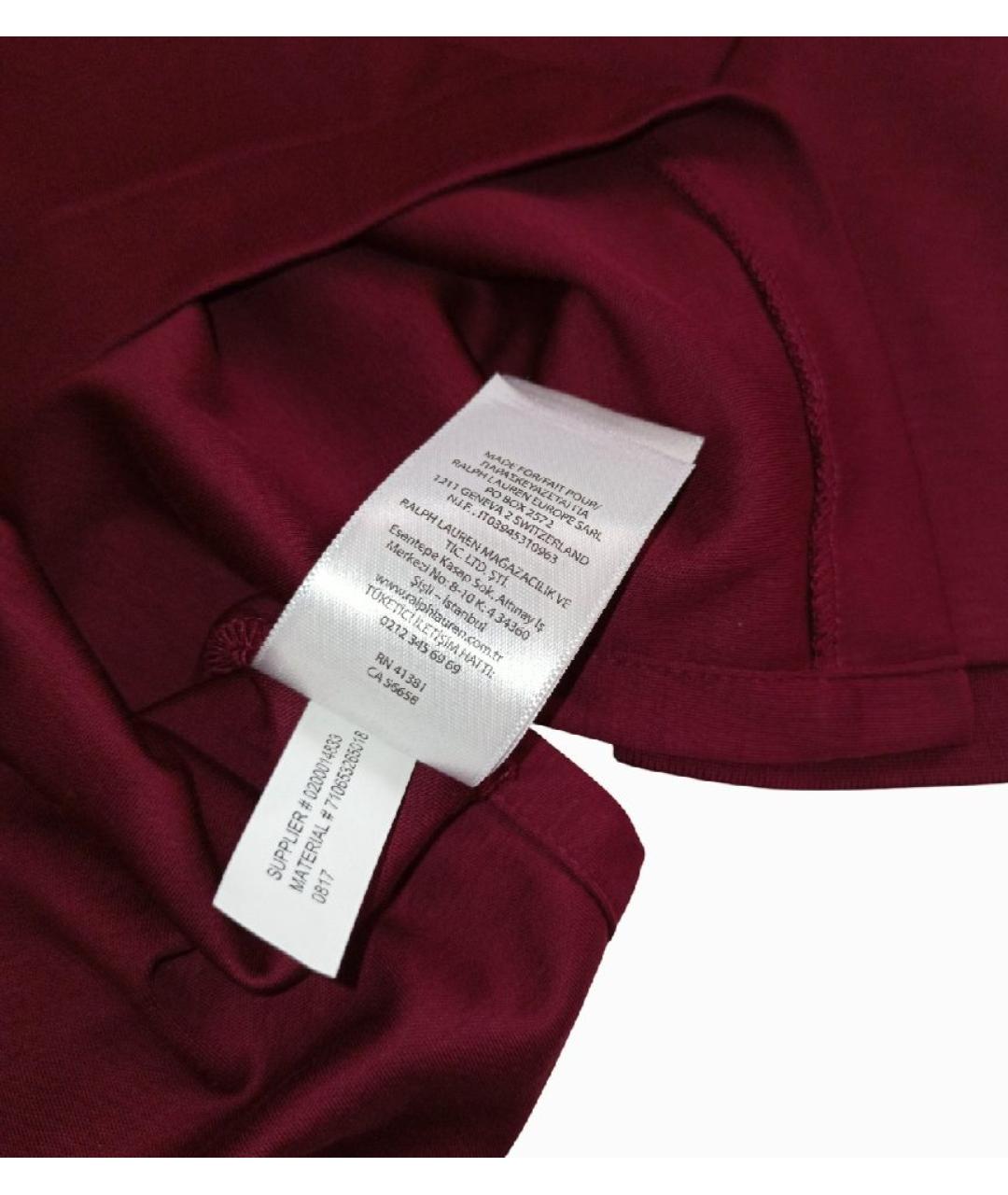 POLO RALPH LAUREN Бордовое хлопковое поло с коротким рукавом, фото 9