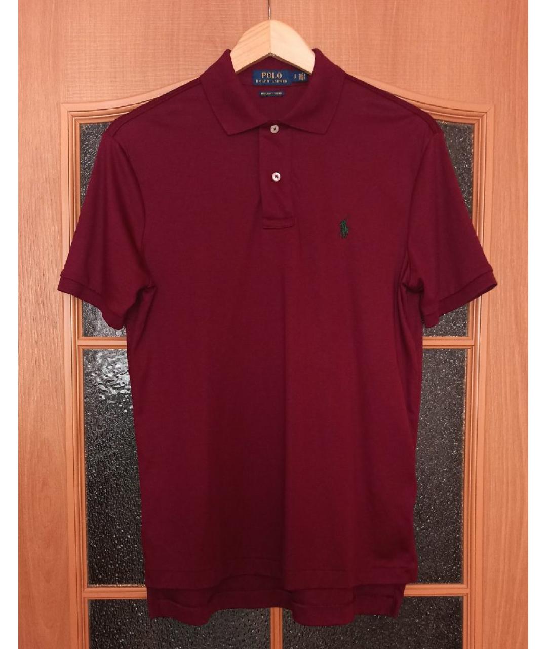 POLO RALPH LAUREN Бордовое хлопковое поло с коротким рукавом, фото 10