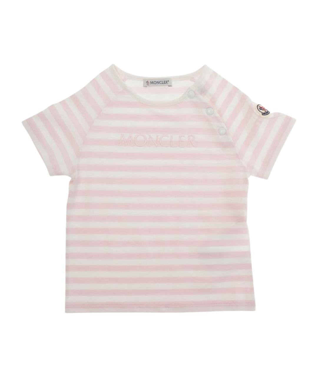 MONCLER KIDS Розовый хлопковый футболка / топ, фото 1