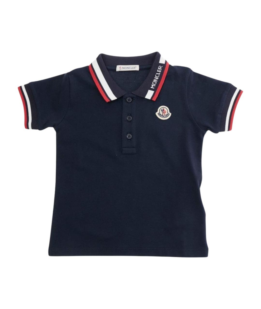 MONCLER KIDS Темно-синяя хлопковая детская футболка, фото 1