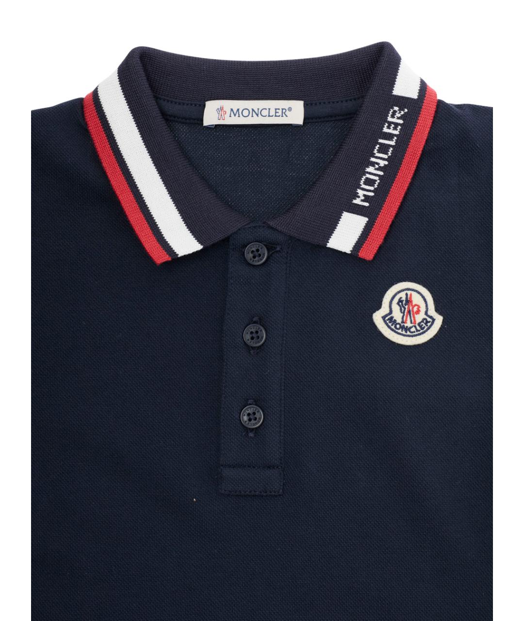 MONCLER KIDS Темно-синяя хлопковая детская футболка, фото 3