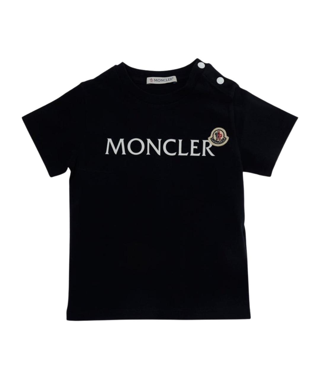 MONCLER KIDS Темно-синий хлопковый футболка / топ, фото 1