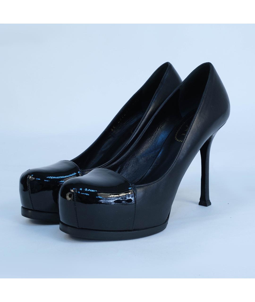 SAINT LAURENT Черные кожаные туфли, фото 3