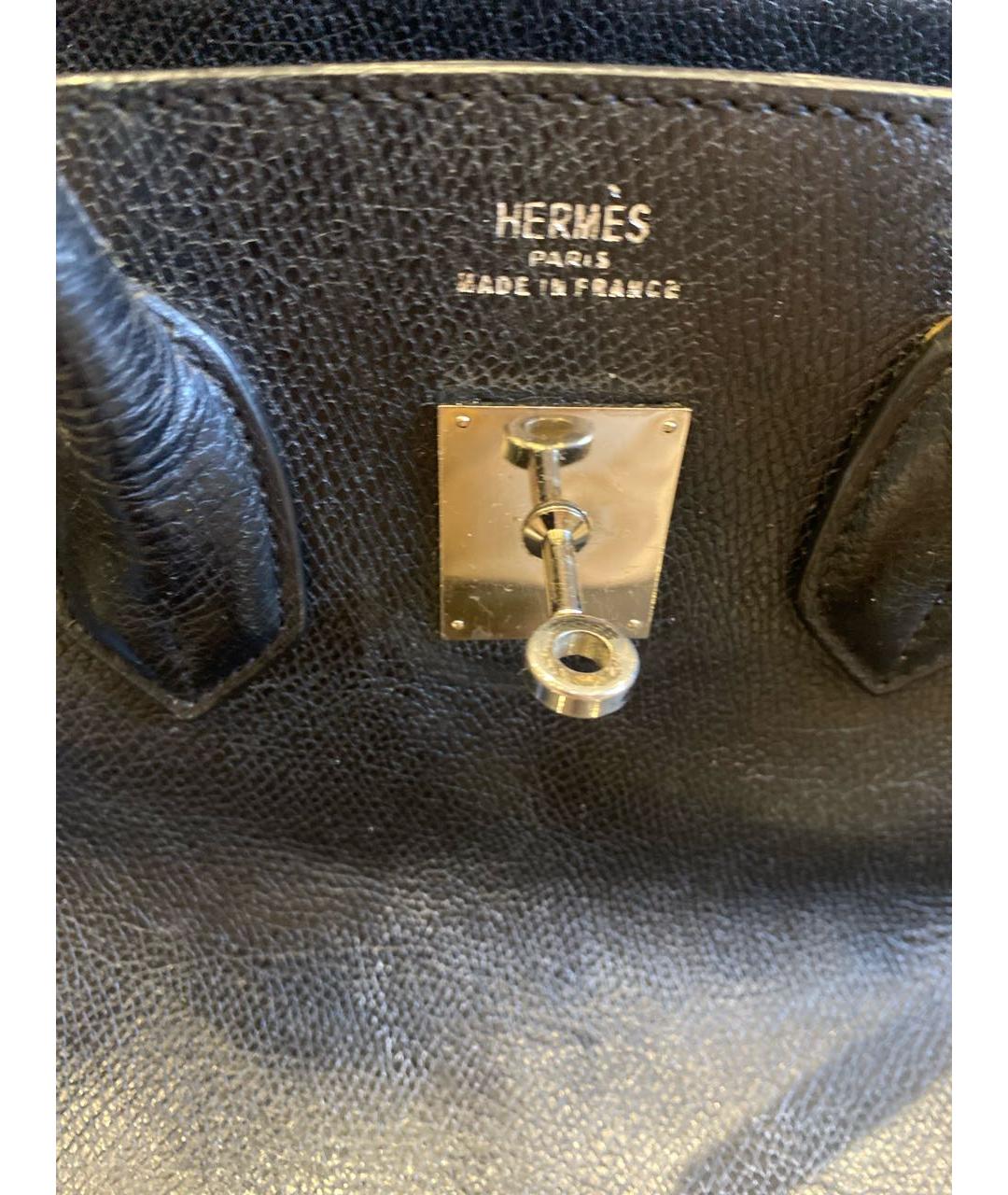 HERMES Черная кожаная сумка с короткими ручками, фото 6