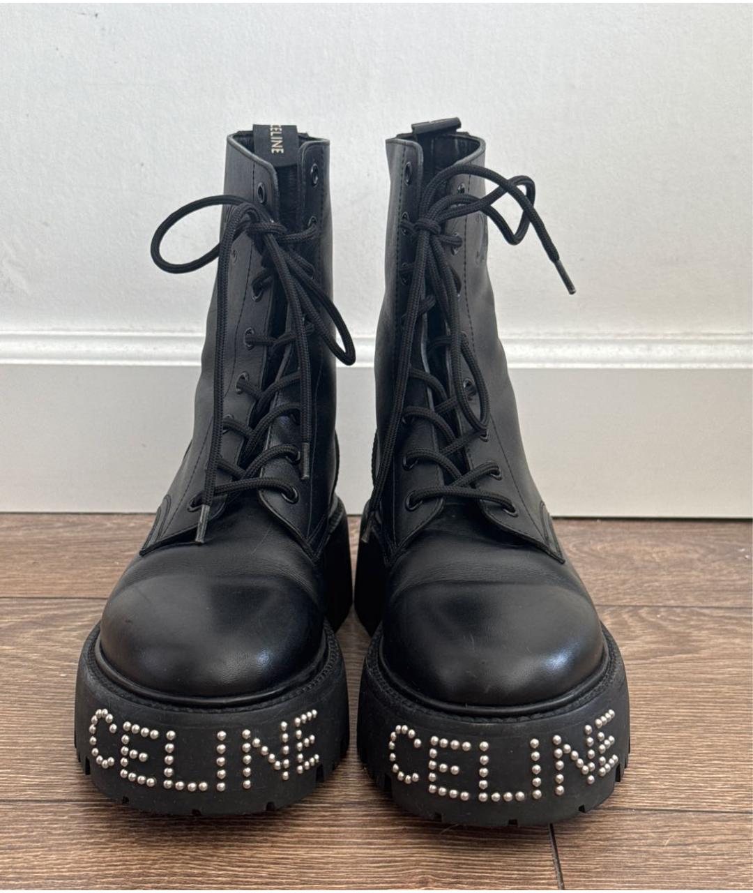 CELINE Черные кожаные ботинки, фото 2