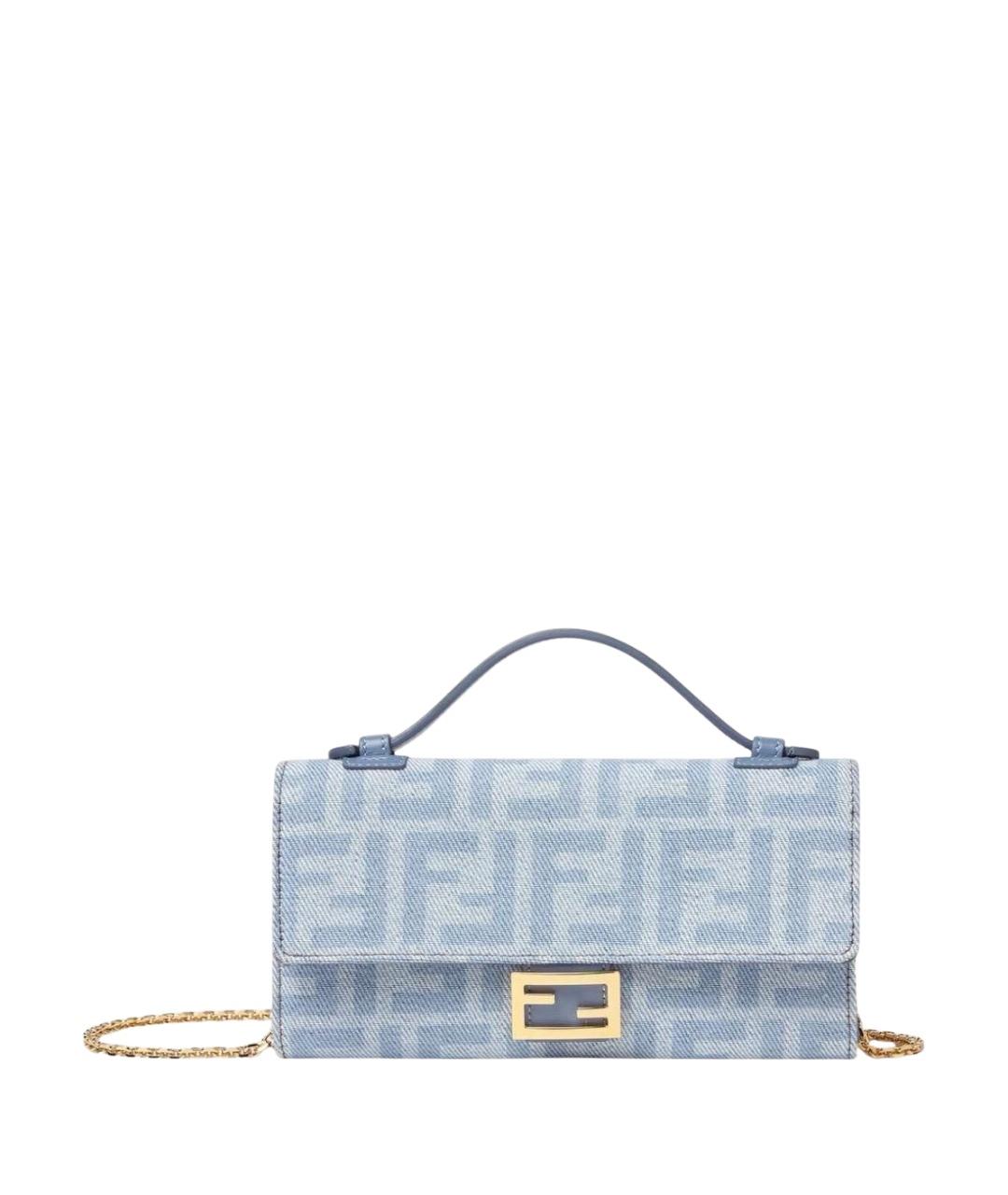 FENDI Голубая тканевая сумка через плечо, фото 1