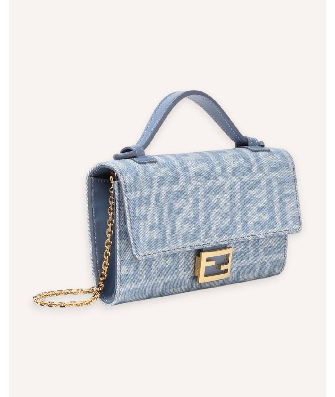 FENDI Голубая тканевая сумка через плечо, фото 2