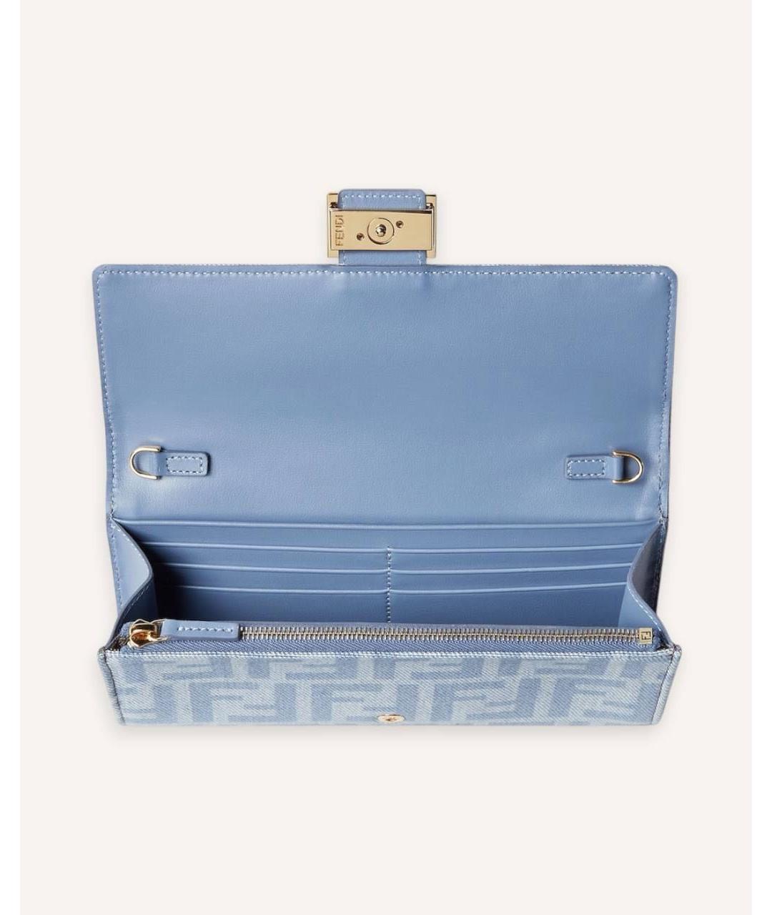 FENDI Голубая тканевая сумка через плечо, фото 4