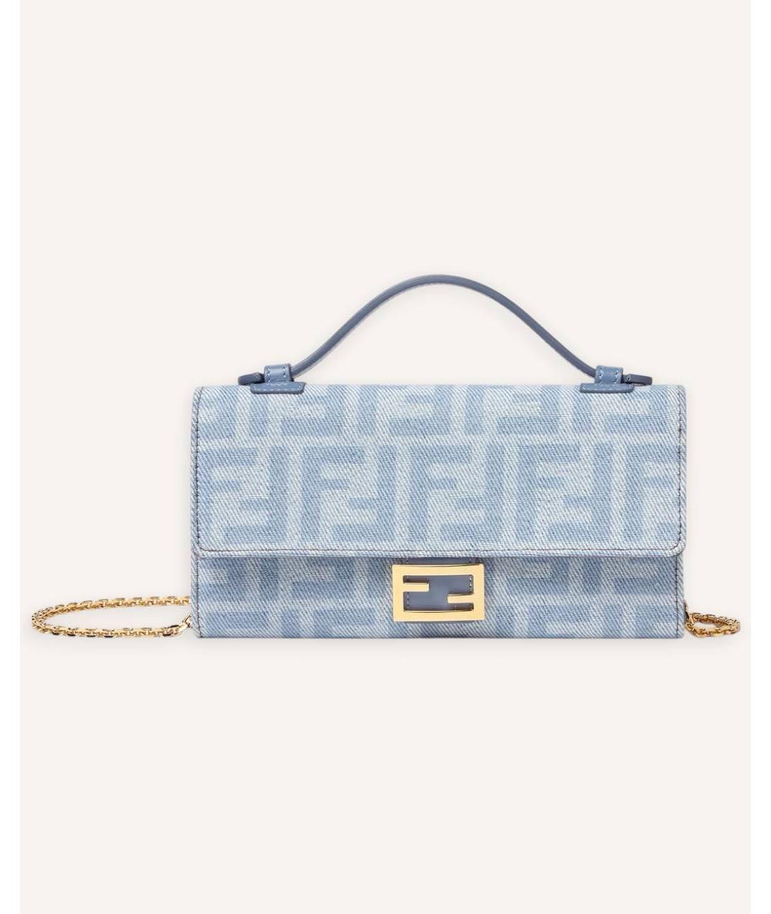 FENDI Голубая тканевая сумка через плечо, фото 5