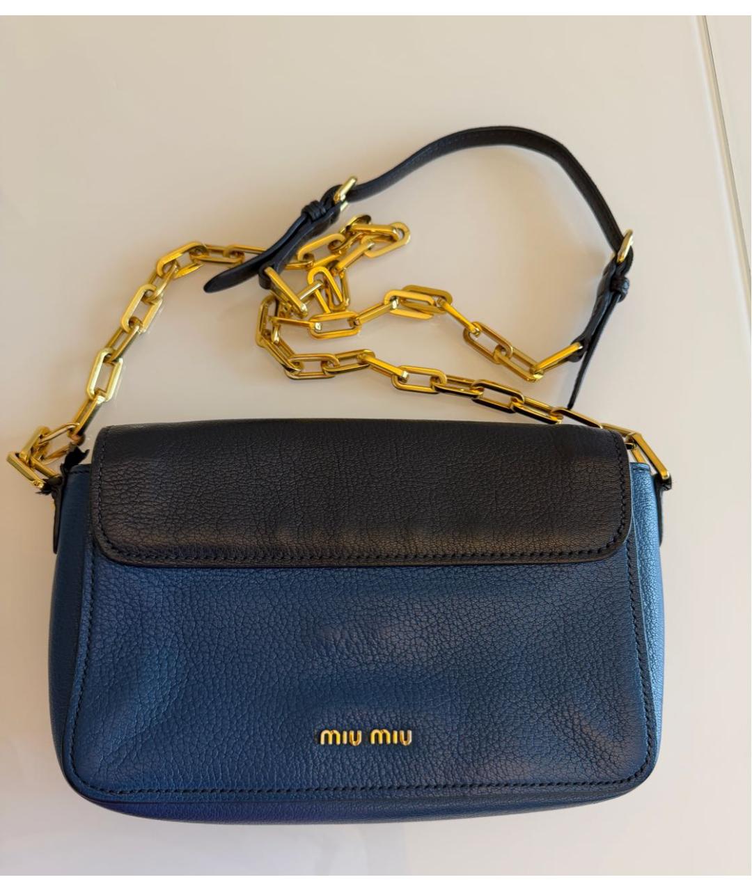 MIU MIU Синяя кожаная сумка через плечо, фото 2
