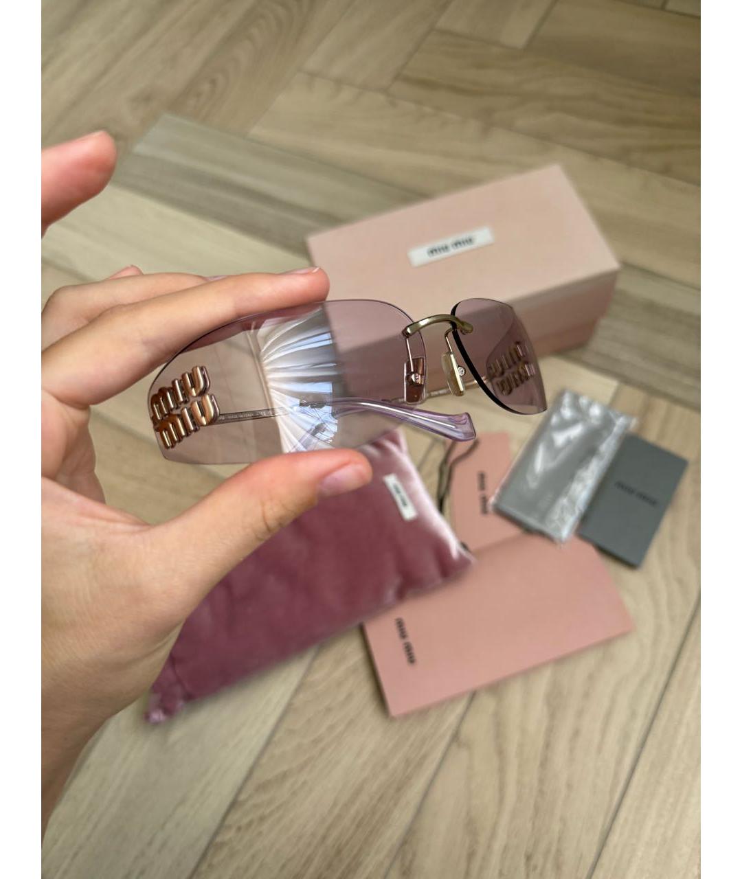 MIU MIU Розовые металлические солнцезащитные очки, фото 5