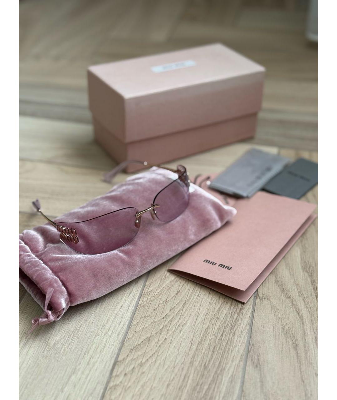 MIU MIU Розовые металлические солнцезащитные очки, фото 2