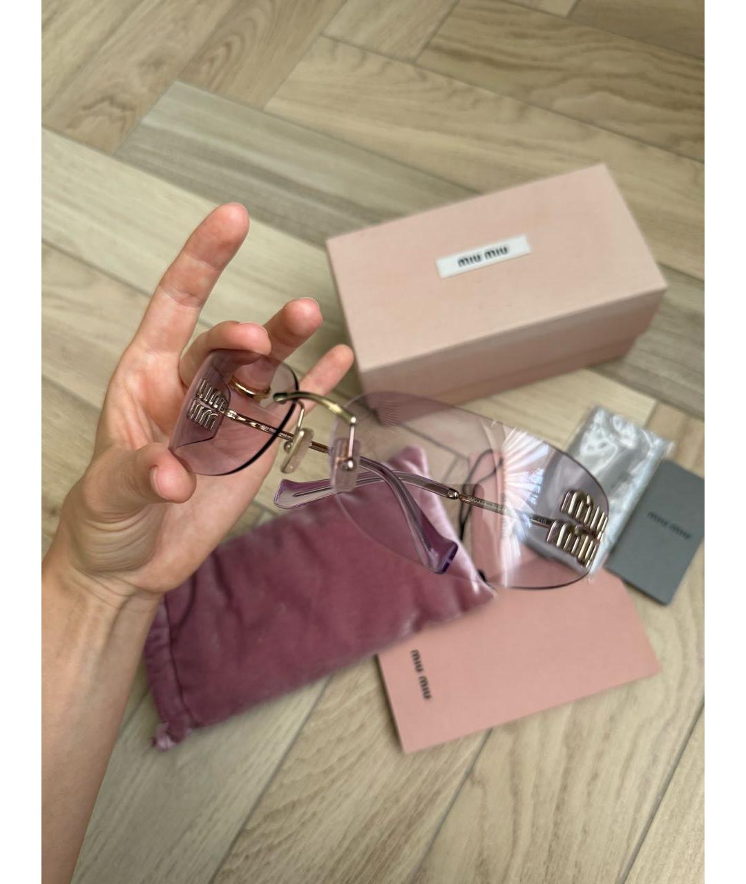 MIU MIU Розовые металлические солнцезащитные очки, фото 6