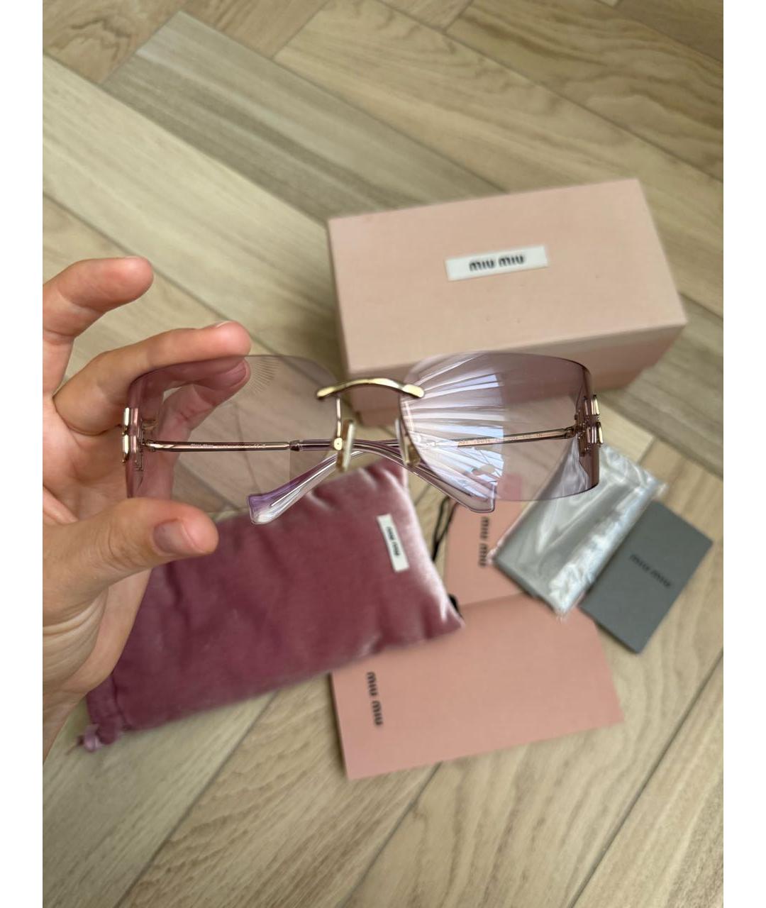 MIU MIU Розовые металлические солнцезащитные очки, фото 3
