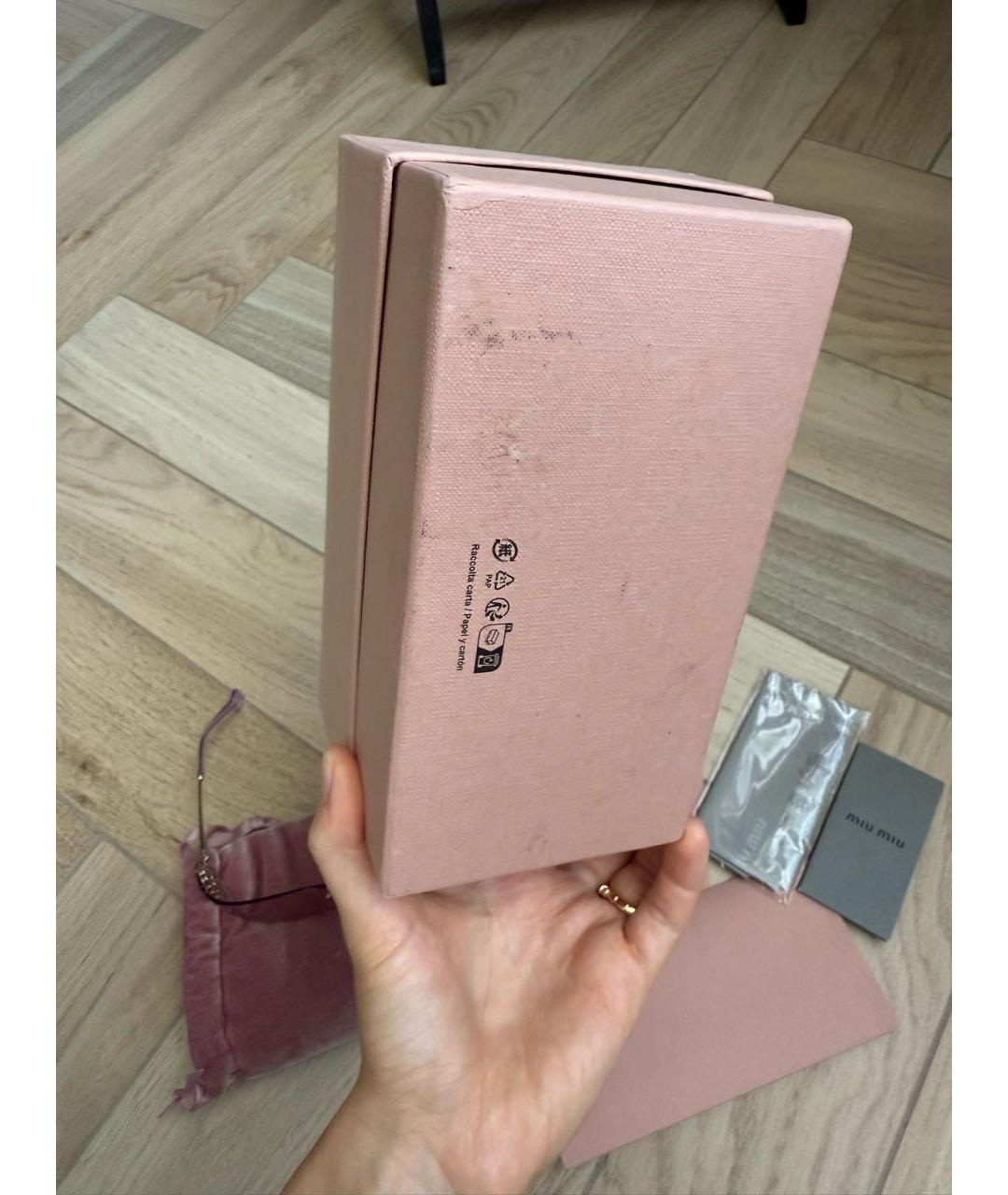MIU MIU Розовые металлические солнцезащитные очки, фото 8
