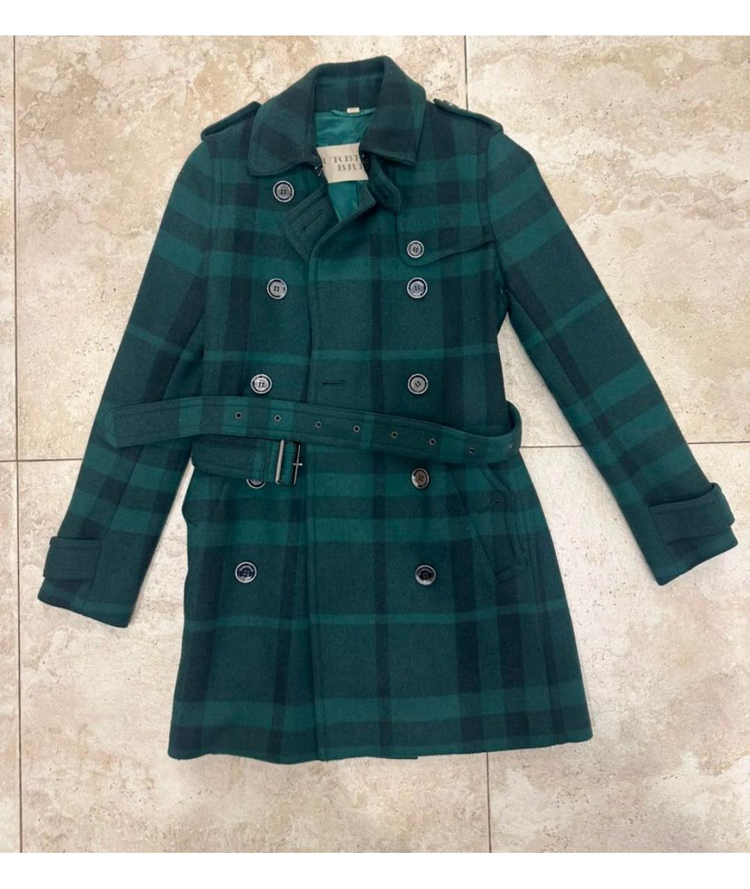 BURBERRY Зеленое шерстяное пальто, фото 6
