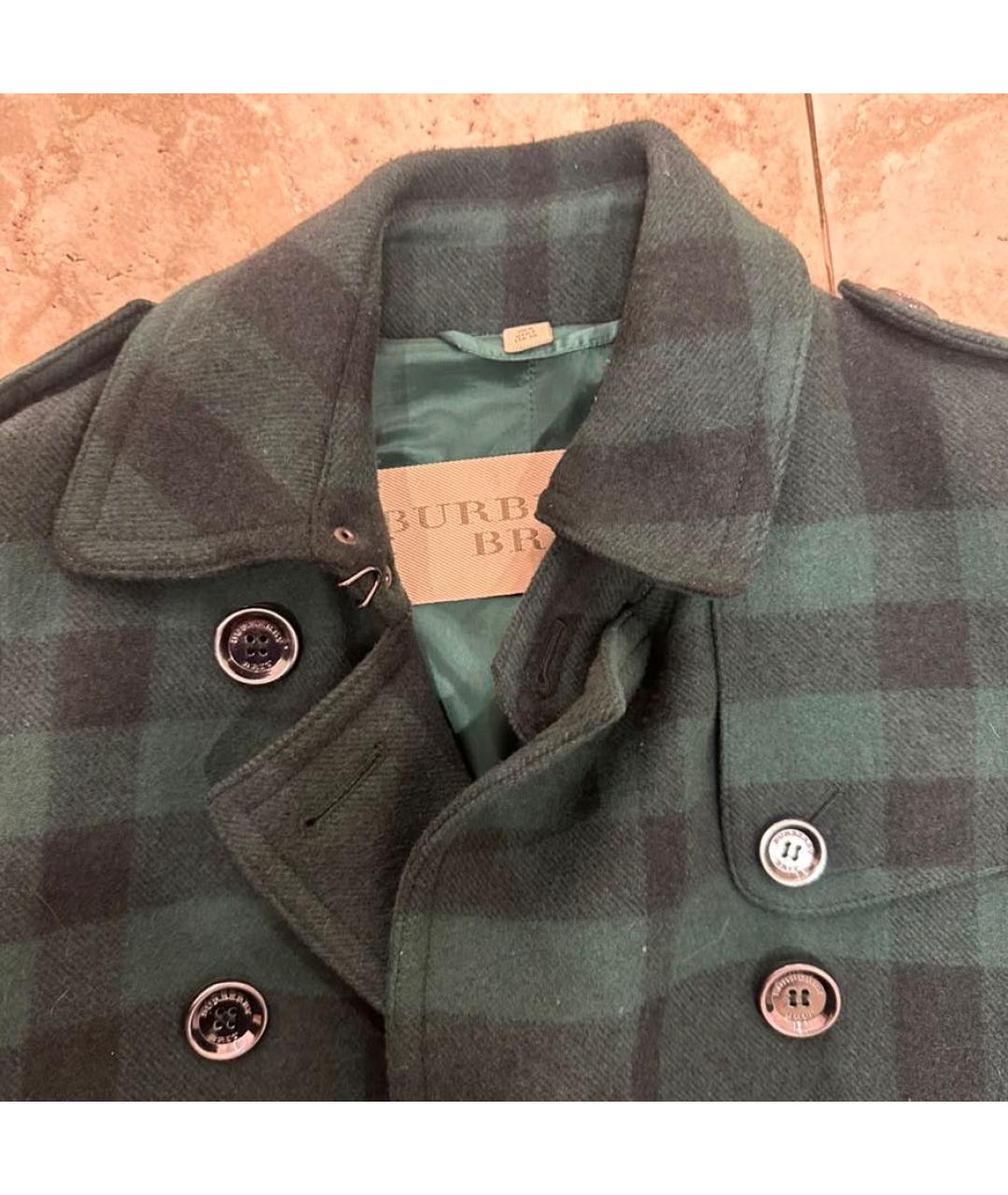 BURBERRY Зеленое шерстяное пальто, фото 3