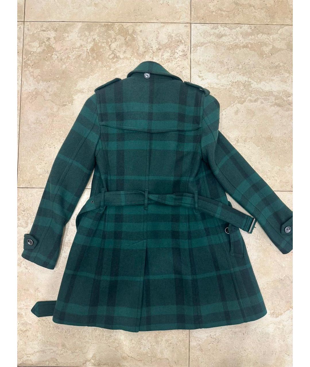 BURBERRY Зеленое шерстяное пальто, фото 2