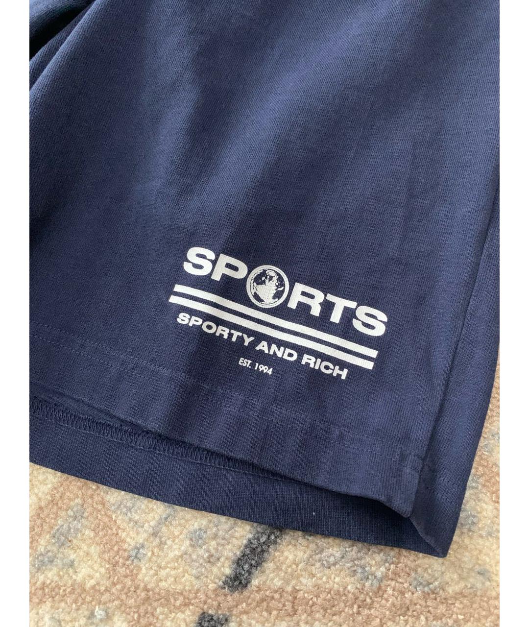 SPORTY AND RICH Темно-синие хлопковые шорты, фото 3