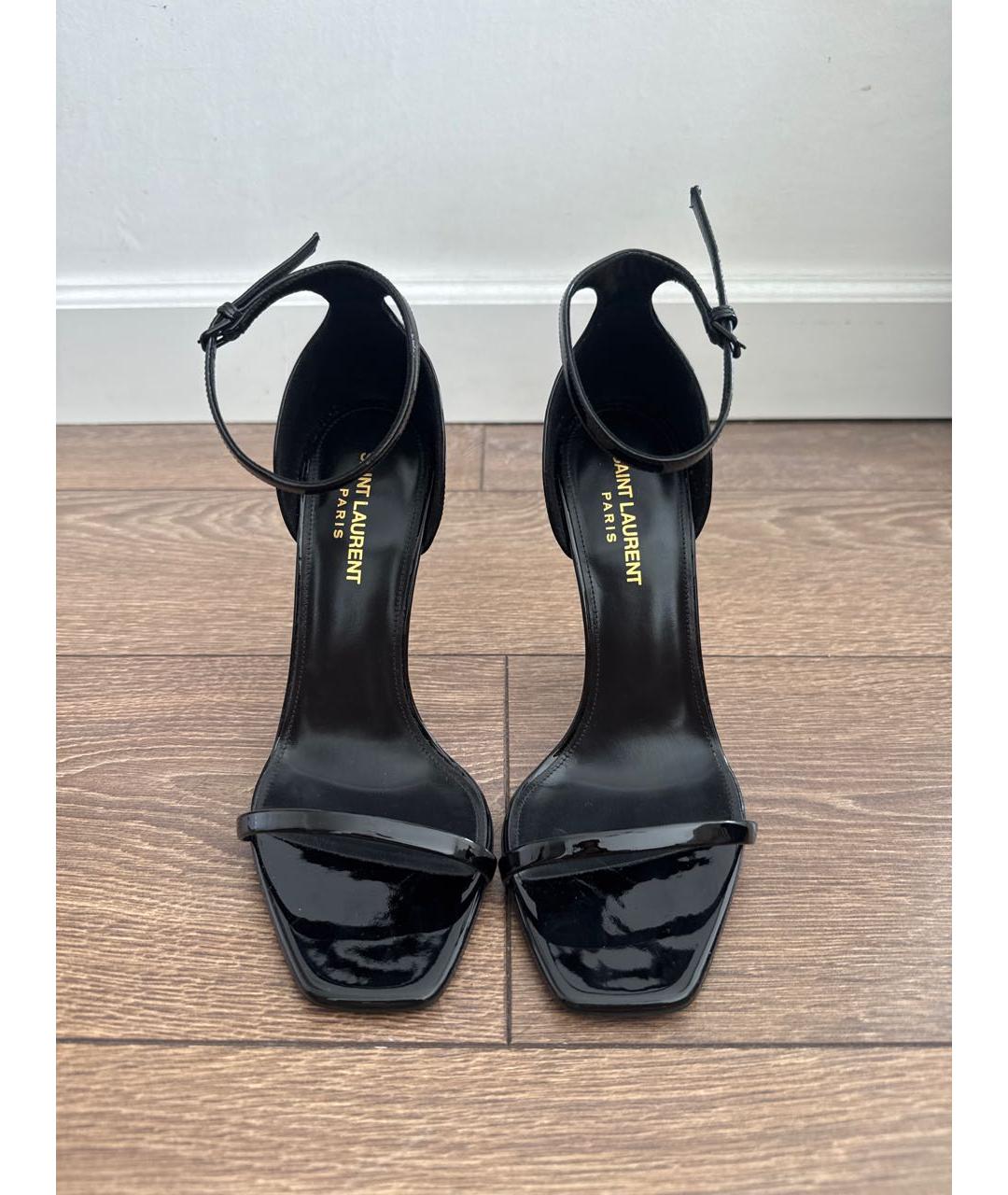 SAINT LAURENT Черные кожаные босоножки, фото 2