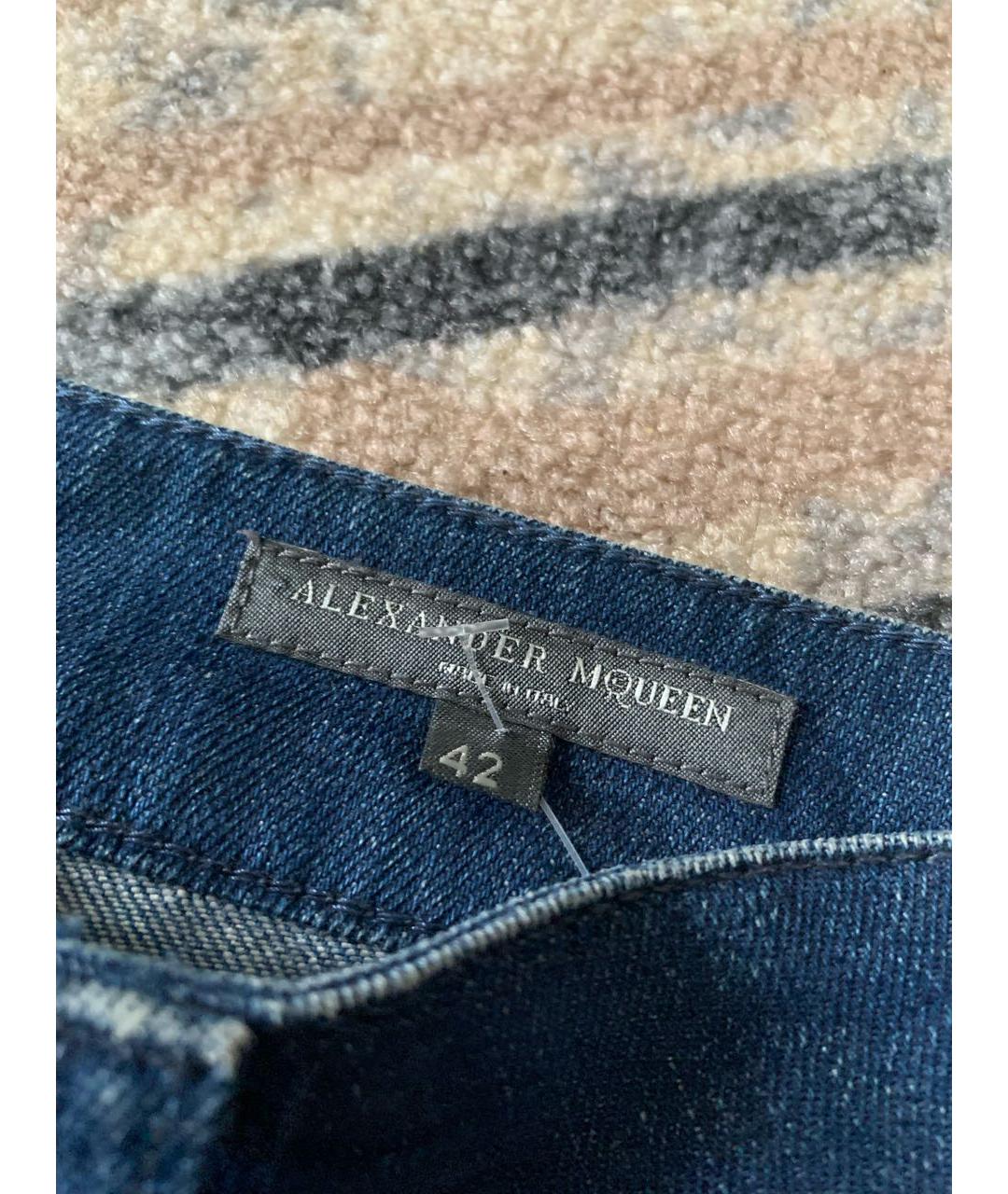 ALEXANDER MCQUEEN Синие хлопко-эластановые джинсы слим, фото 3