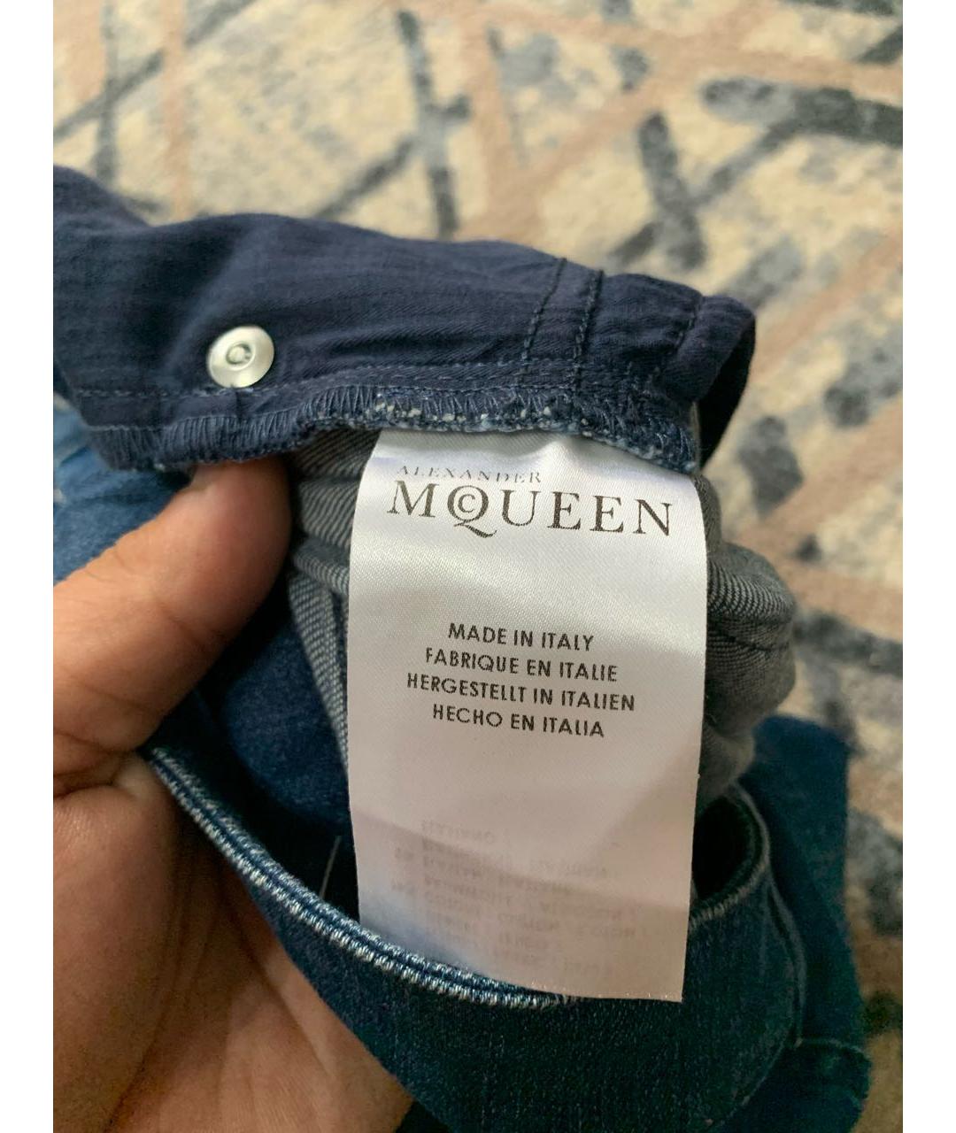 ALEXANDER MCQUEEN Синие хлопко-эластановые джинсы слим, фото 7
