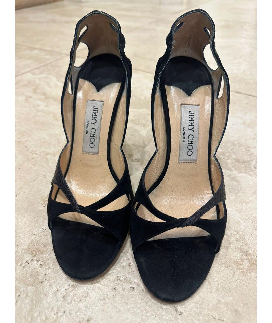 JIMMY CHOO Черные нубуковые босоножки, фото 2