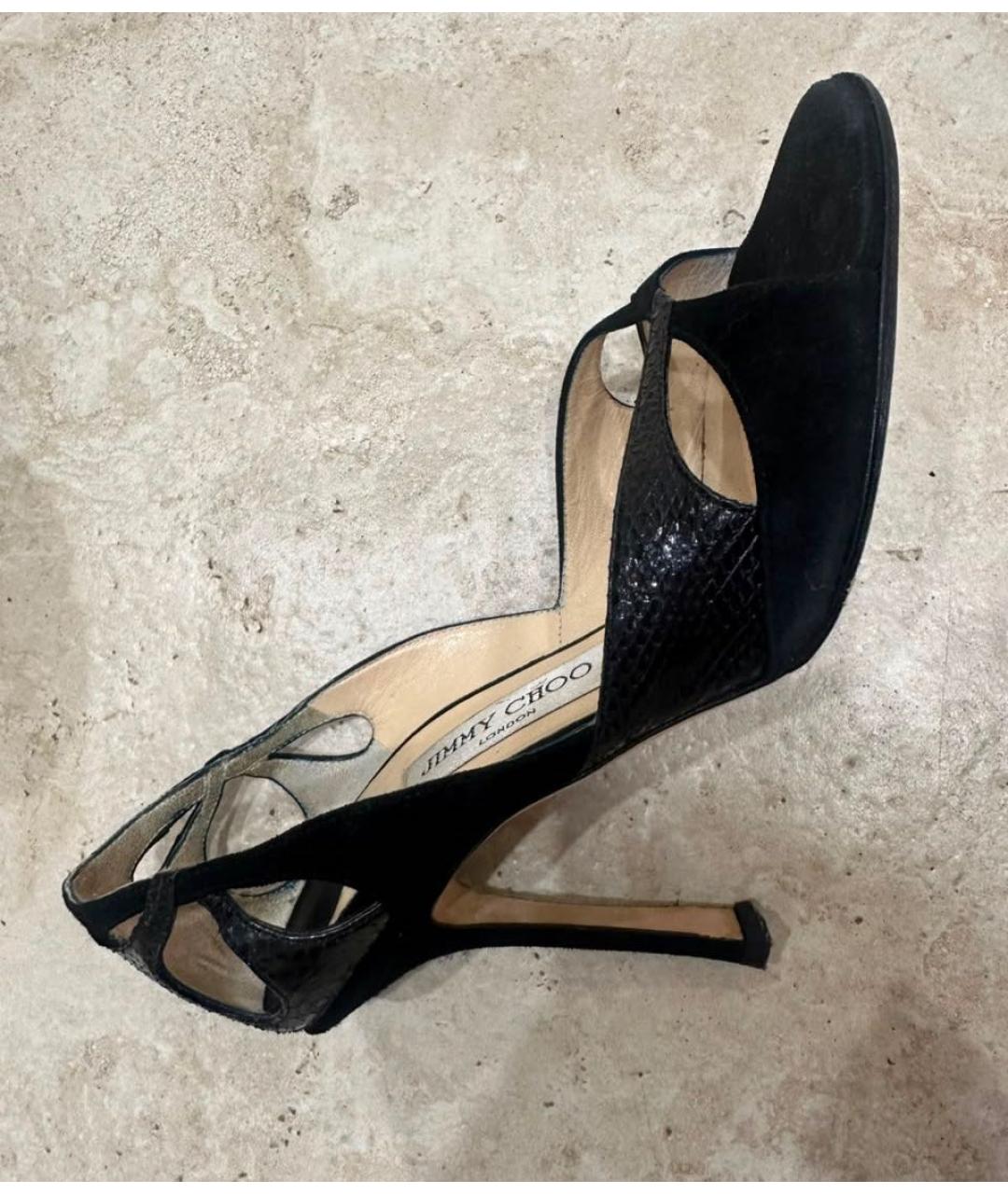 JIMMY CHOO Черные нубуковые босоножки, фото 4