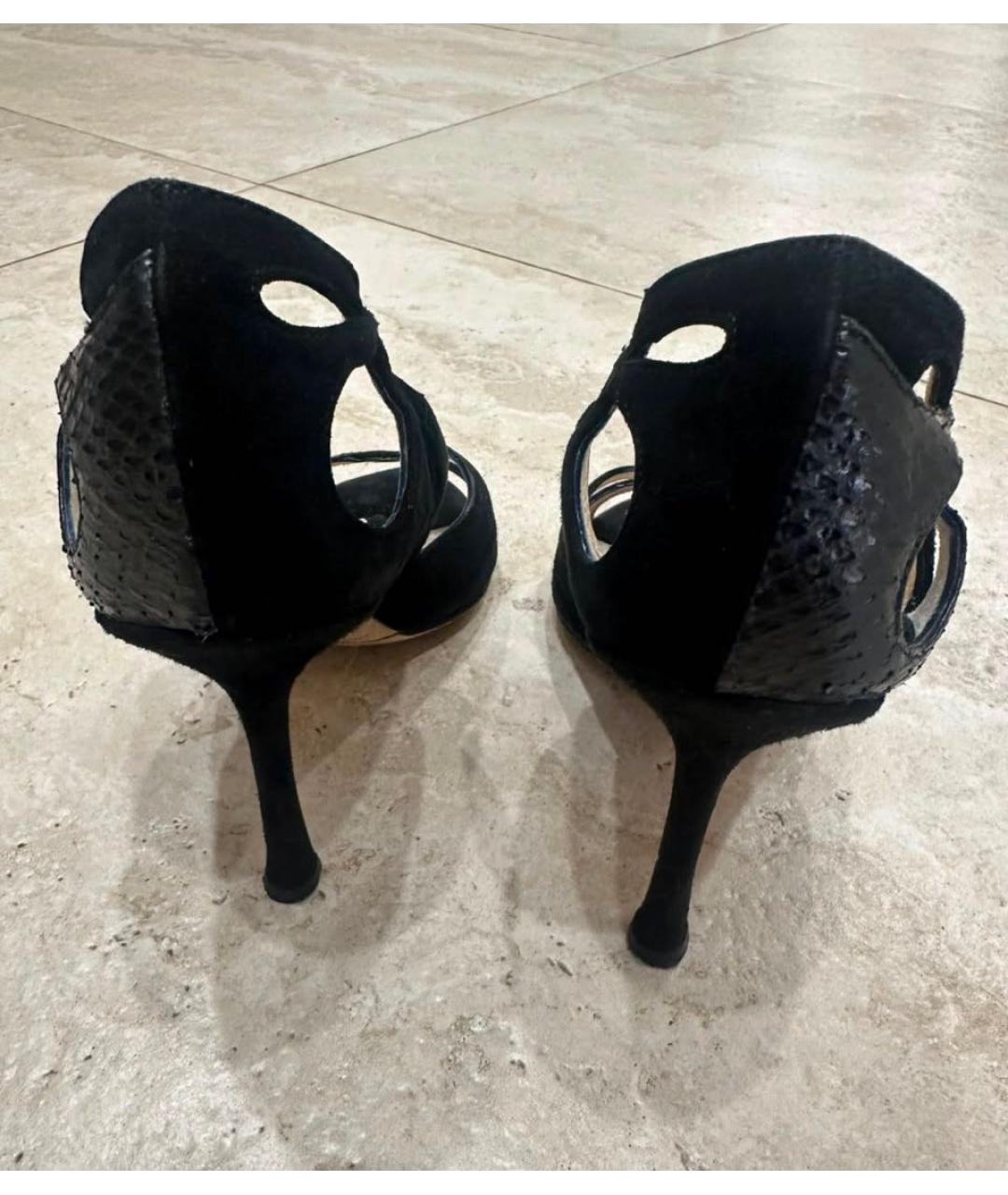 JIMMY CHOO Черные нубуковые босоножки, фото 3