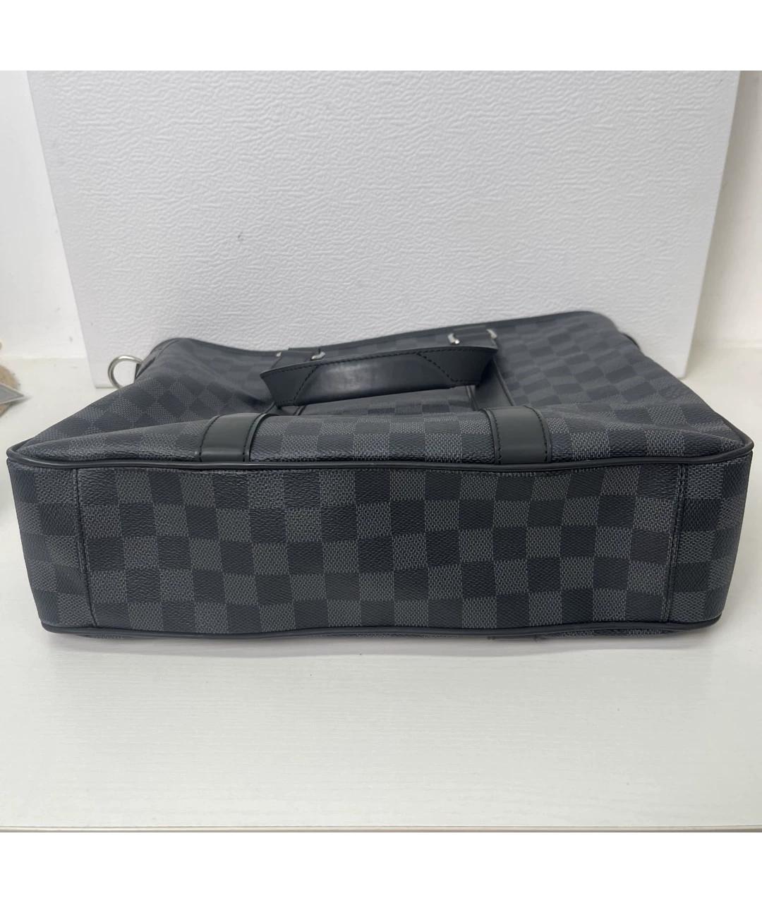 LOUIS VUITTON Черная кожаная папка для документов, фото 3
