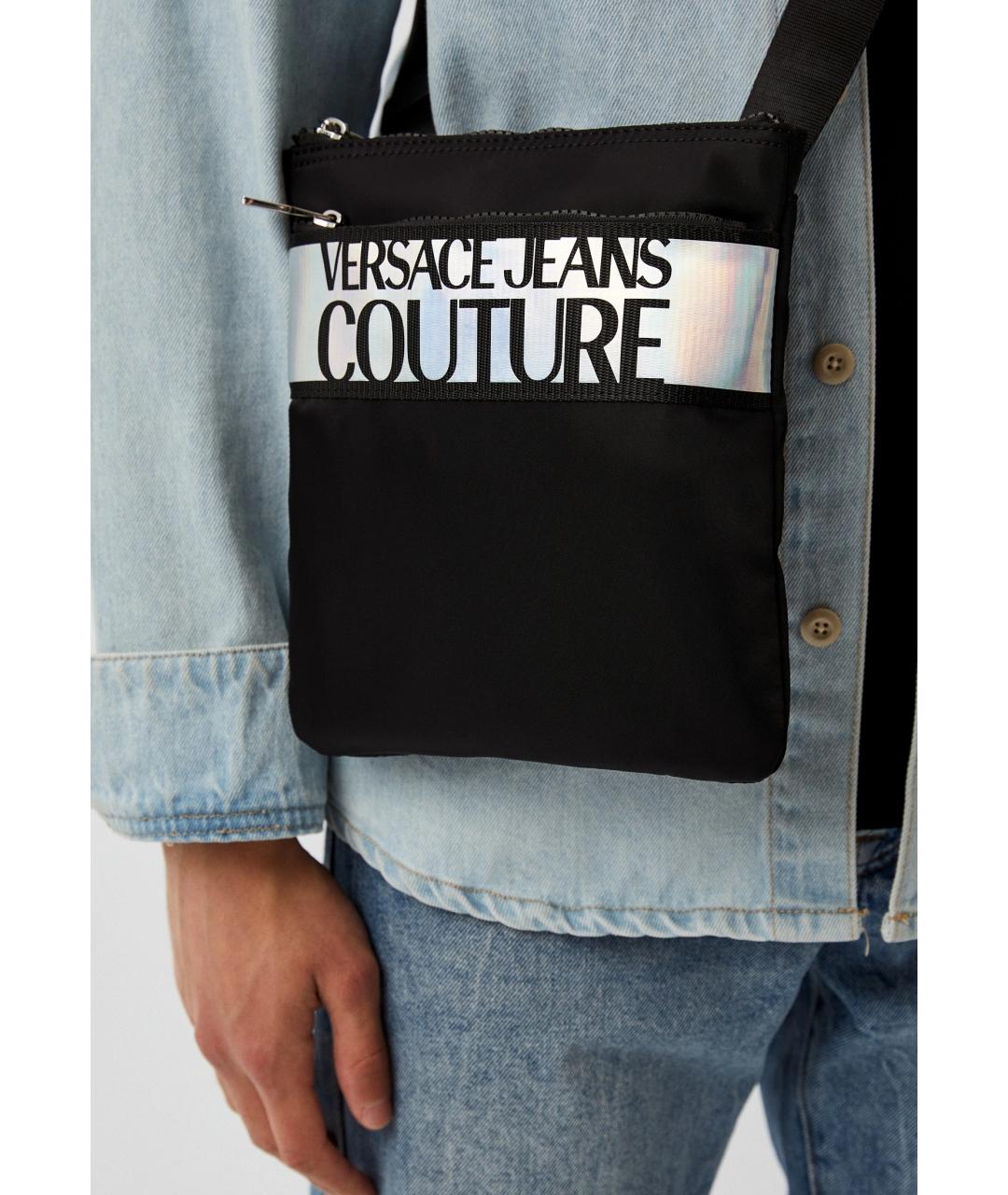 VERSACE JEANS COUTURE Черная синтетическая сумка на плечо, фото 3