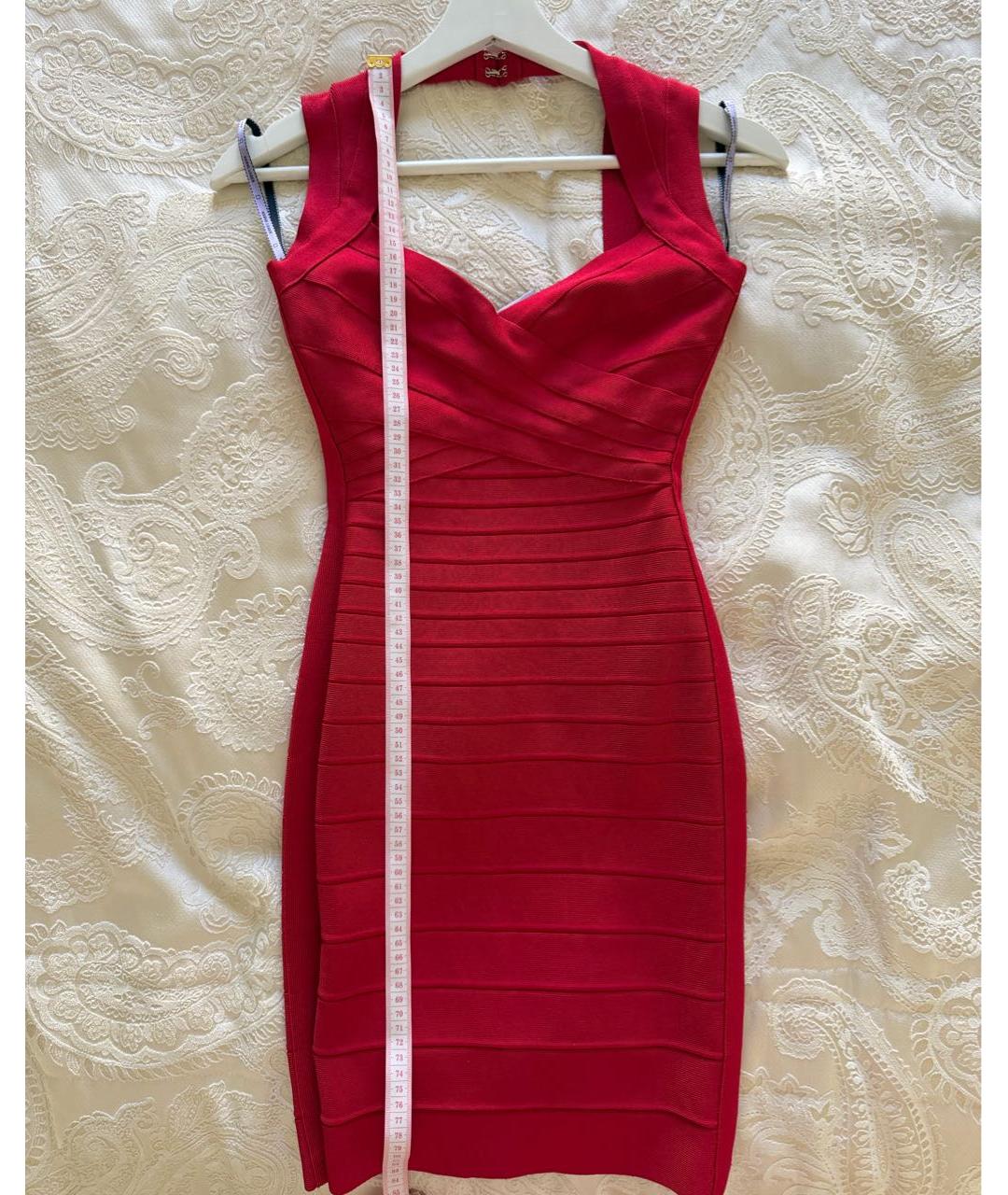 HERVE LEGER Красное коктейльное платье, фото 4