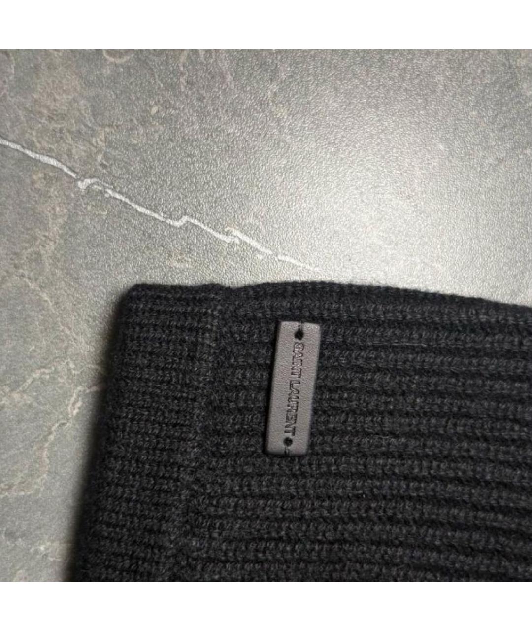 SAINT LAURENT Черная кашемировая шапка, фото 4