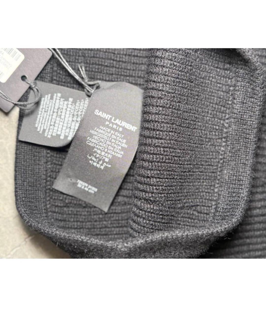 SAINT LAURENT Черная кашемировая шапка, фото 3