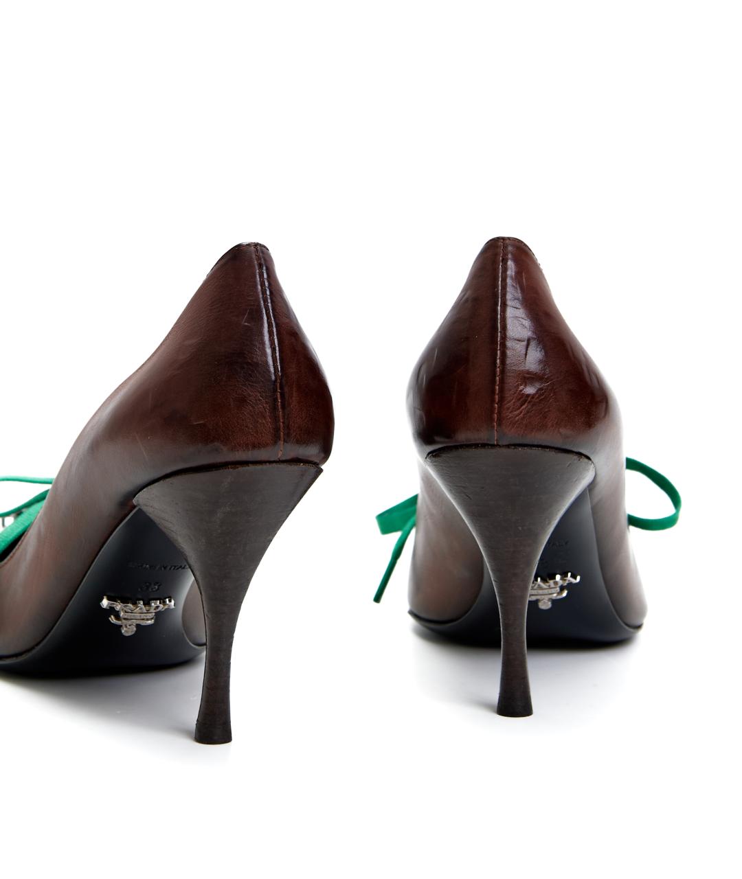 PRADA Коричневые кожаные туфли, фото 3