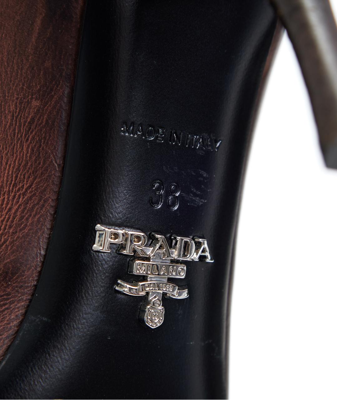 PRADA Коричневые кожаные туфли, фото 4
