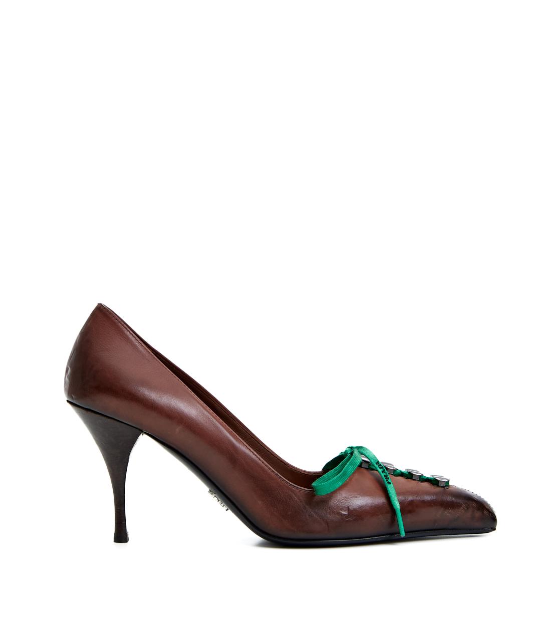 PRADA Коричневые кожаные туфли, фото 1