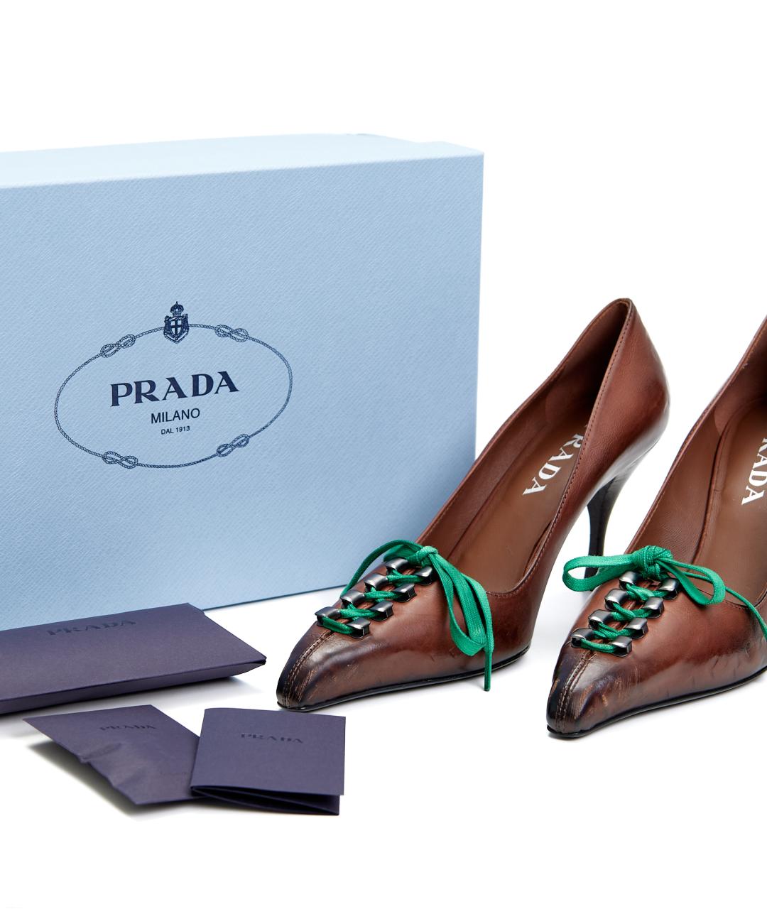 PRADA Коричневые кожаные туфли, фото 5